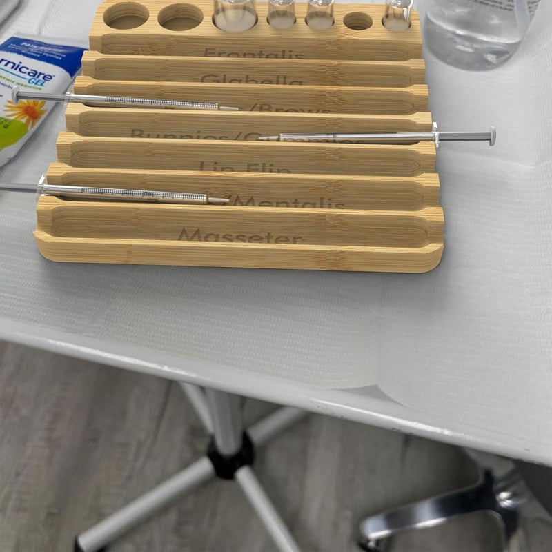 Bantlou Aesthetic Practitioner Syringe Tray with Vial Holder, Bamboo Vial Holder Syringe Tray for 2-in-1 Combination, Syringe Storage Organizer for Aesthetic Practitioners and Small Vial Racks - Image 4